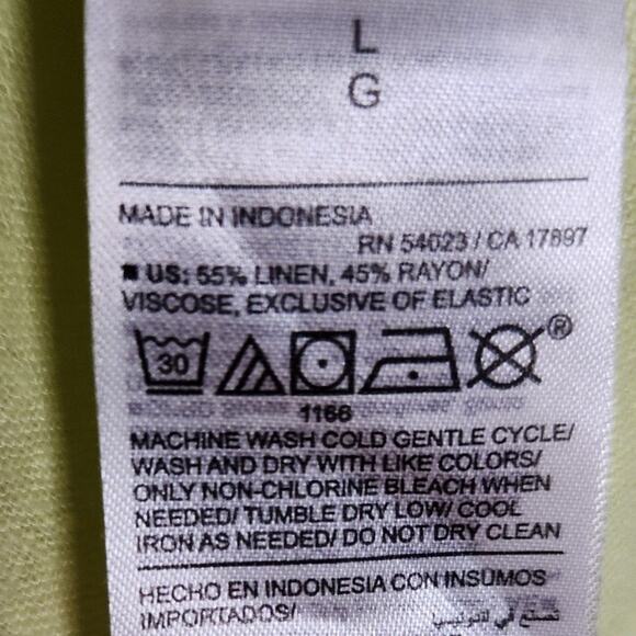 Old Navy Large $35 Chartreuse Lime Linen Cami Mini Dress Summer Bright - Picture 6 of 10